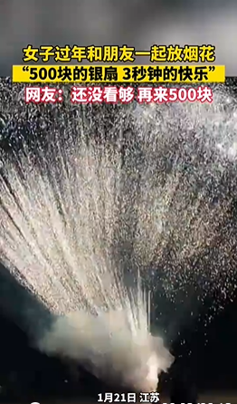 “500塊的煙花 3秒鐘的快樂” 網(wǎng)友：手機(jī)剛掏出來，還沒拍呢