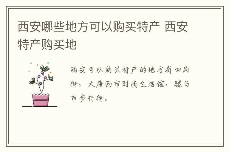 西安哪些地方可以購(gòu)買(mǎi)特產(chǎn) 西安特產(chǎn)購(gòu)買(mǎi)地介紹