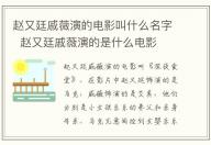 趙又廷戚薇演的電影叫什么名字  趙又廷戚薇演的是什么電影